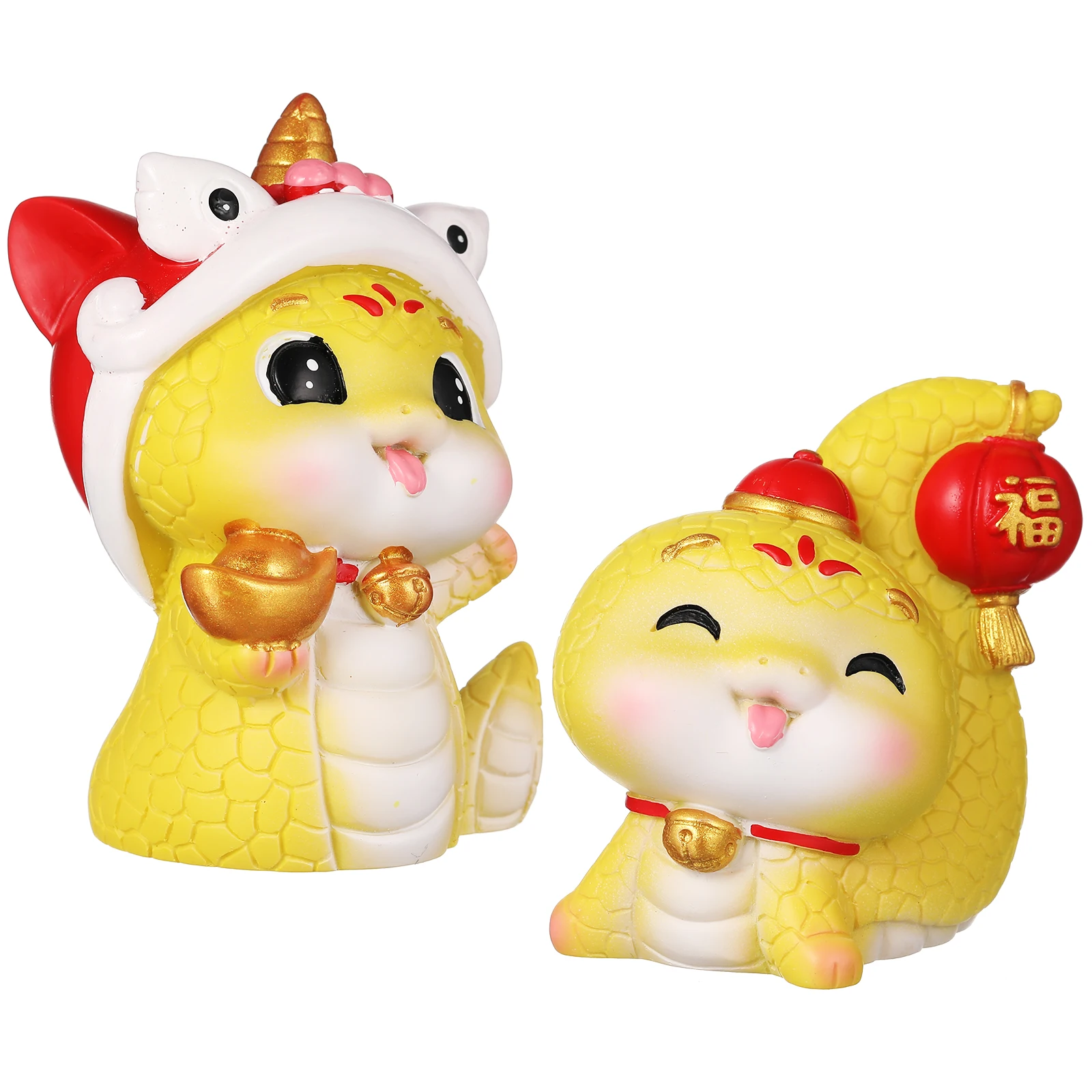 

2Pcs Year of The Snake Decorations Lucky Snake Figurines Chinese New Year Tabletop Animal Decor Reptile Animal Figurines