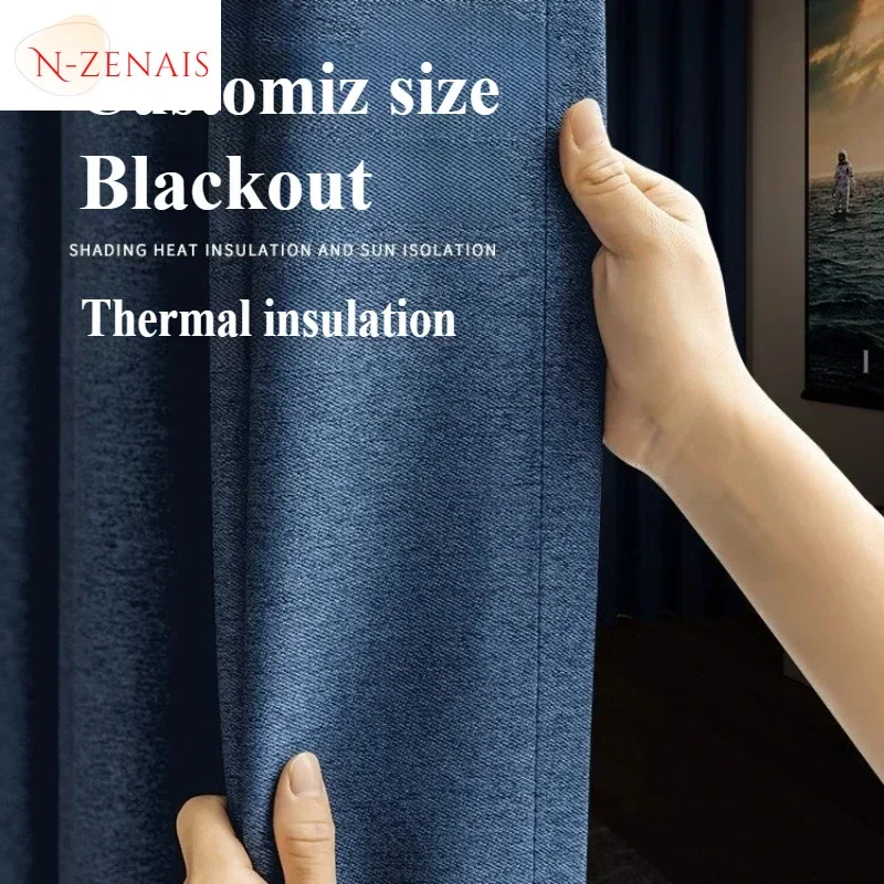

Customiz Simple Blackout Curtain Double-sided Linen Thickened Curtains for Living Room Bedroom Dining Sun Protection Bay Window