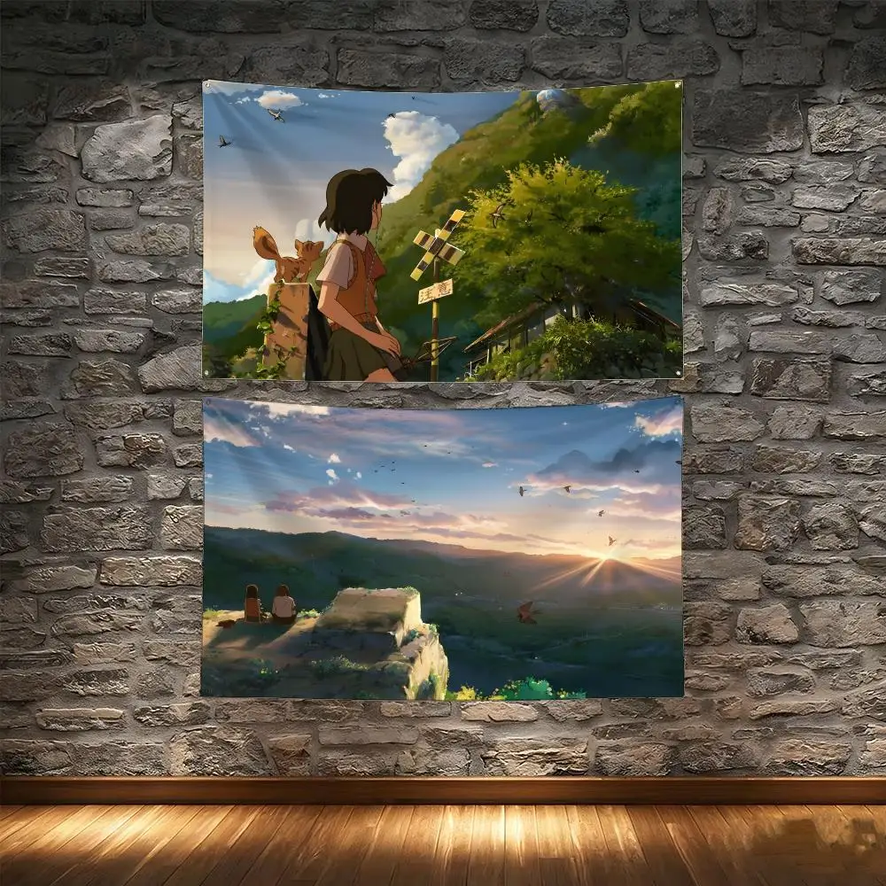 Anime Children Who Chase Lost Voices Flags Tapestry Creative Pattern Photo Living Room Wall Art Party Outdoor Decor