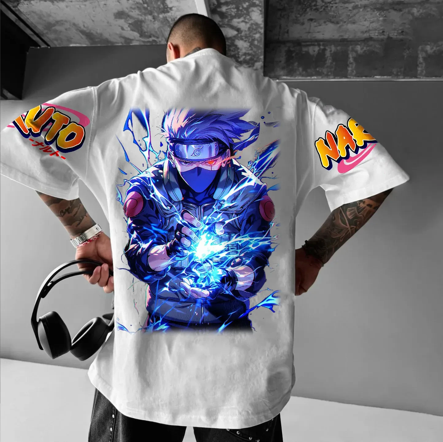 

2025 Naruto Collaboration T-shirt Printed Short Sleeved Pure Cotton Men's Trendy Loose T