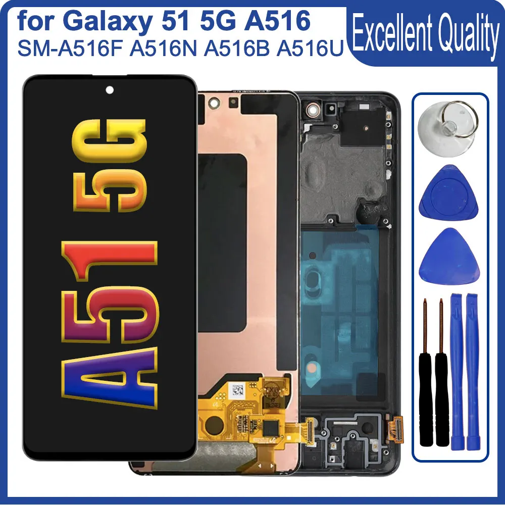 Протестированный Новый ЖК-дисплей для Samsung Galaxy A51 5G A516, сменный ЖК-дисплей с сенсорным экраном для Samsung A51, экран дисплея A516B A516F