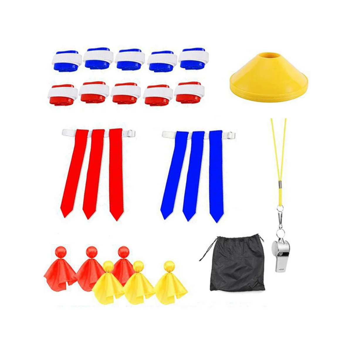 

Flag Football Set,10Belts,30Flags,4Cones,6Penalty Tossing Flag,1 Whistles,Easy Tear Flag Belt for Teenager Flag Football