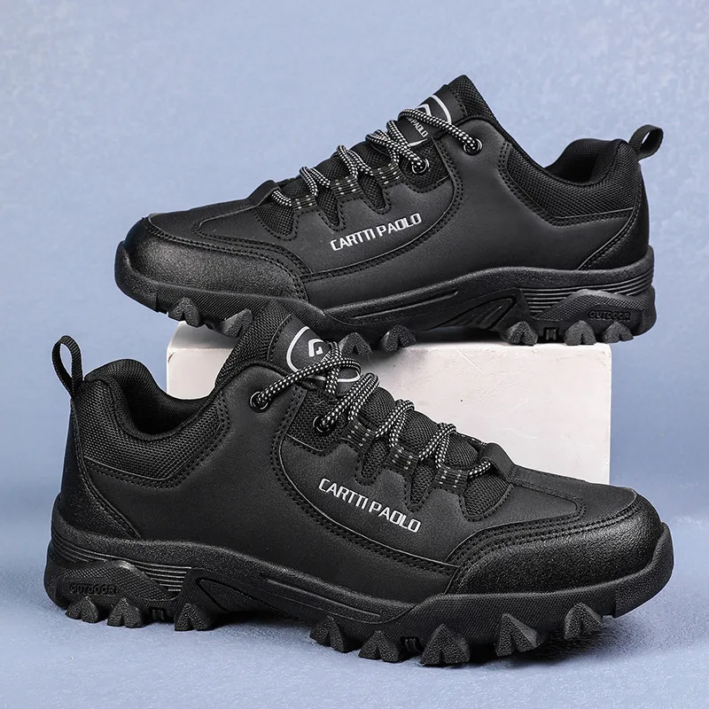 

Fashion Black Hiking Boots Men Outdoor Low Cut Casual Sneakers Comfortable Non-slip Men's Trekking Shoes Large Sizes 46 Trainers