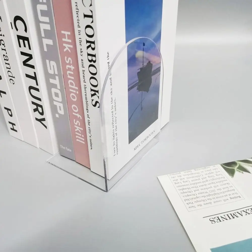 Accessories Acrylic Book Holder Clear Non-Skid Bookends Transparent Universal Desktop Organizer