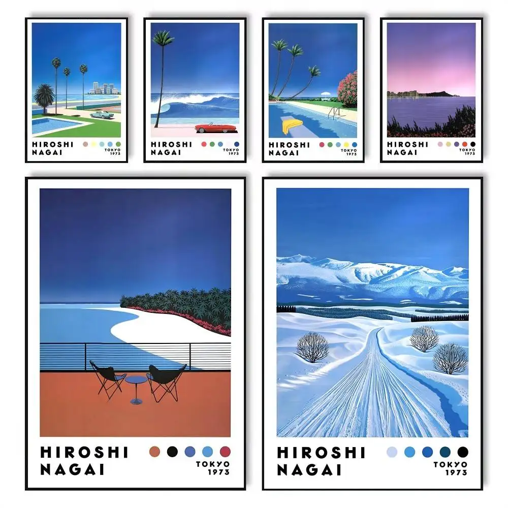 Póster Vintage de Nagai Hiroshi Vaporwave, Japón, Playa, Ciudad, Verano, Impresión Artística Clásica Vintage, Decoración para el Hogar, Regalos