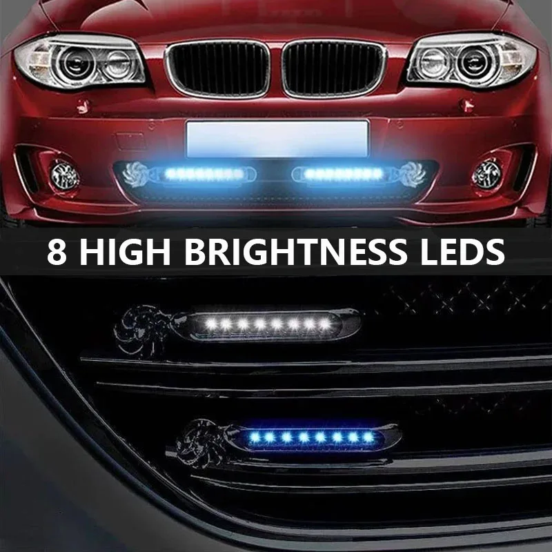 2Pcs Car LED DayTime Running Light Wind Powered LED Floodlights Auxiliary Lighting Motorcycle Lamp Automobile Day Time Headlight