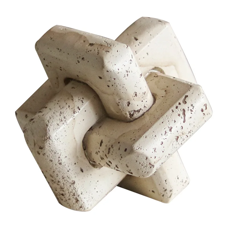 Wabi-sabi abstract geometric ring buckle imitation travertine rough art ornament living  model room hotel homestay decoration