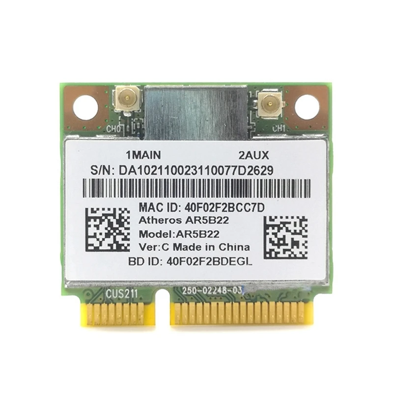 Scheda di rete wireless MINI PCIE AR5B22 BT4.0 2.4/5G a doppia frequenza 300 Mbps 802.11A/B/G/N per Y400 Y500 Y410P S215 U330