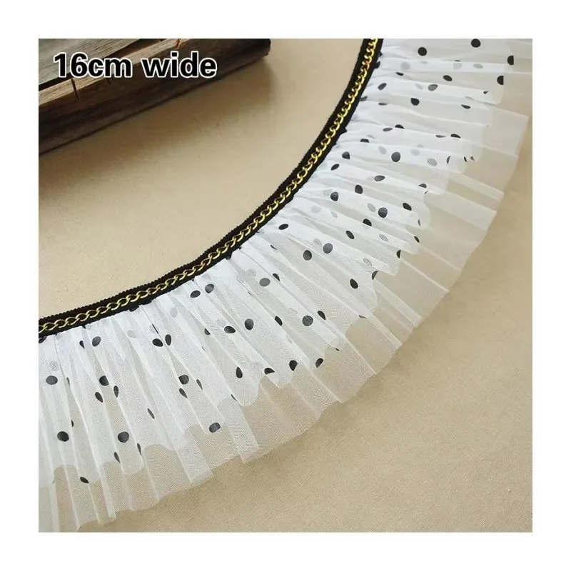 New Fashion Pleated Mesh Yarn Chain Webbing Trend Lace Fabric DIY Clothes Skirt Scarf Making Transformation Toys Pet Bib Trim