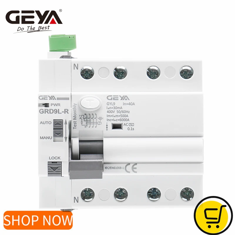 GEYA GRD9L Smart RCCB Auto Recloser RS485 Remote Control Residual Current Circuit Breaker 4P 40A 63A RCD RCCB ELCB