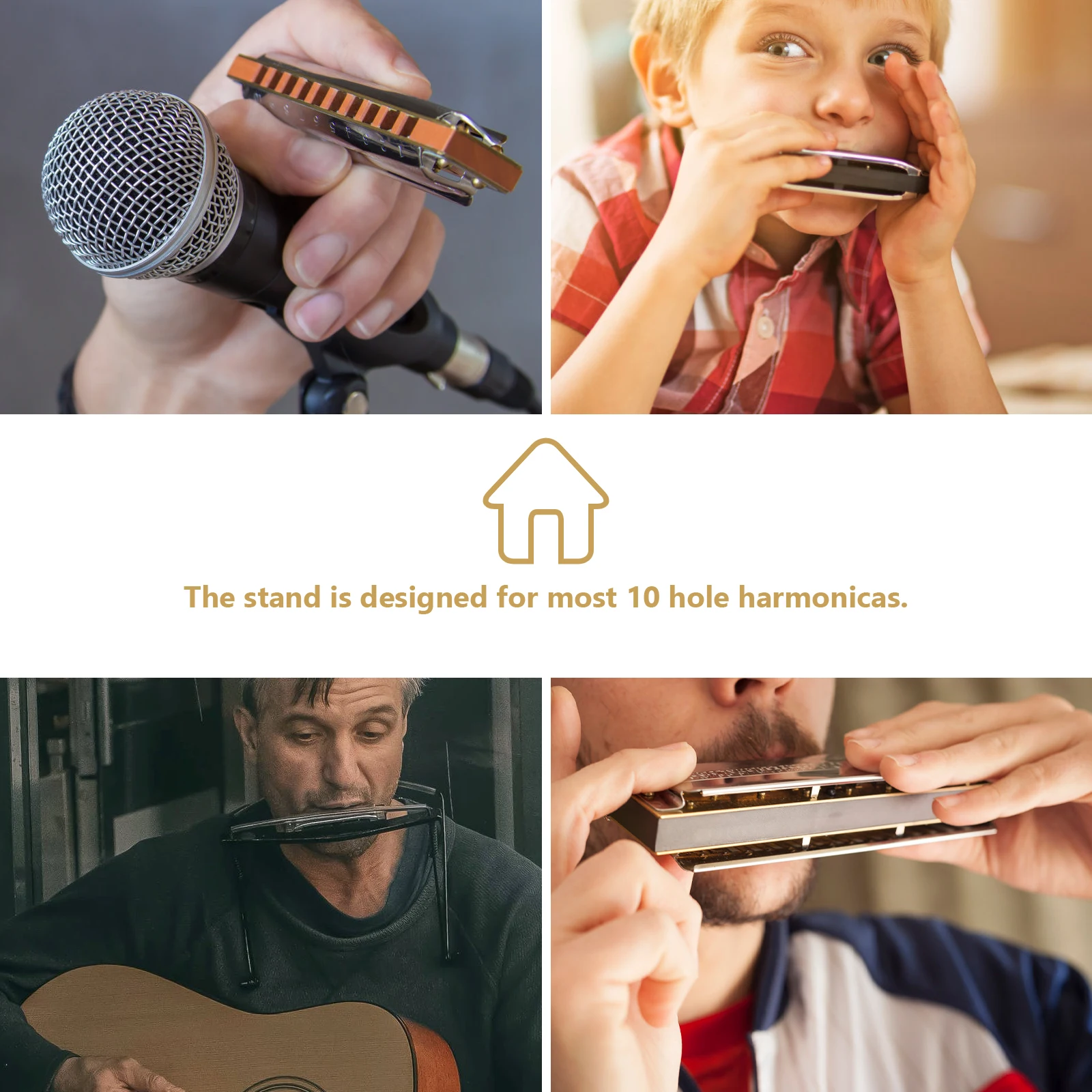 

Harmonica Stand Useful Adjustable Clip Special Non-slip Holder 10 Holes Professional Zinc Alloy