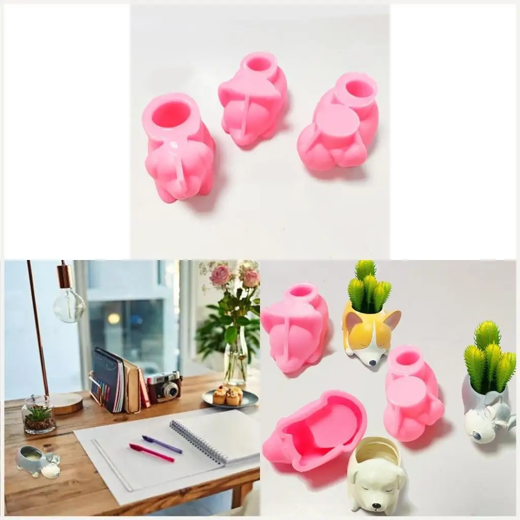

Reusable Dog-shape Flowers Pots Silicone Mold Non-stick DIY Crafts Making Tools