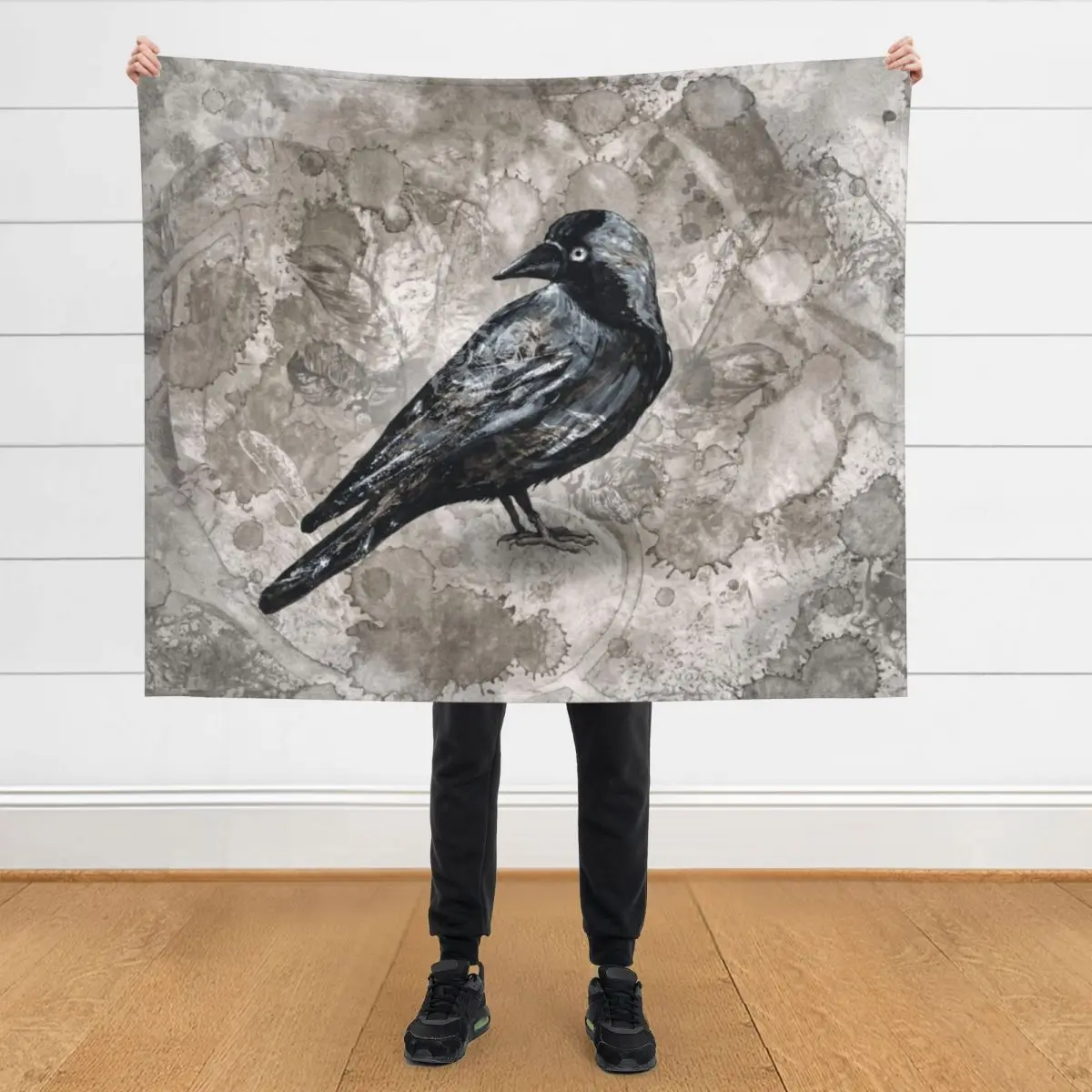 

Grunge jackdaw Throw Blanket Flannel Fabric Blankets For Sofas Baby Thins Blankets
