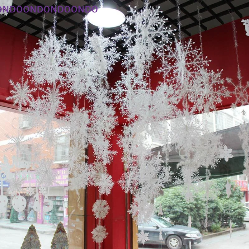 White Christmas Snowflake Ornaments Sparkly Glitter Easy Hanging Holes For Xmas Tree Holiday Party Home Decor
