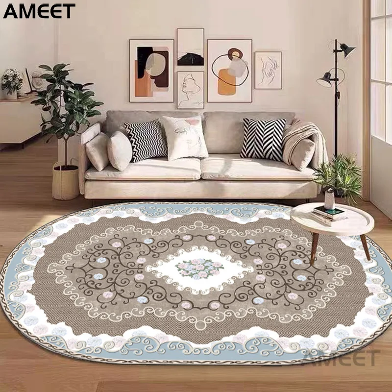 Oval Carpet For Living Room Big Size European Center Rug Modern Bedroom Dining Room Hallway Floor Mat Decoration Home Luxury