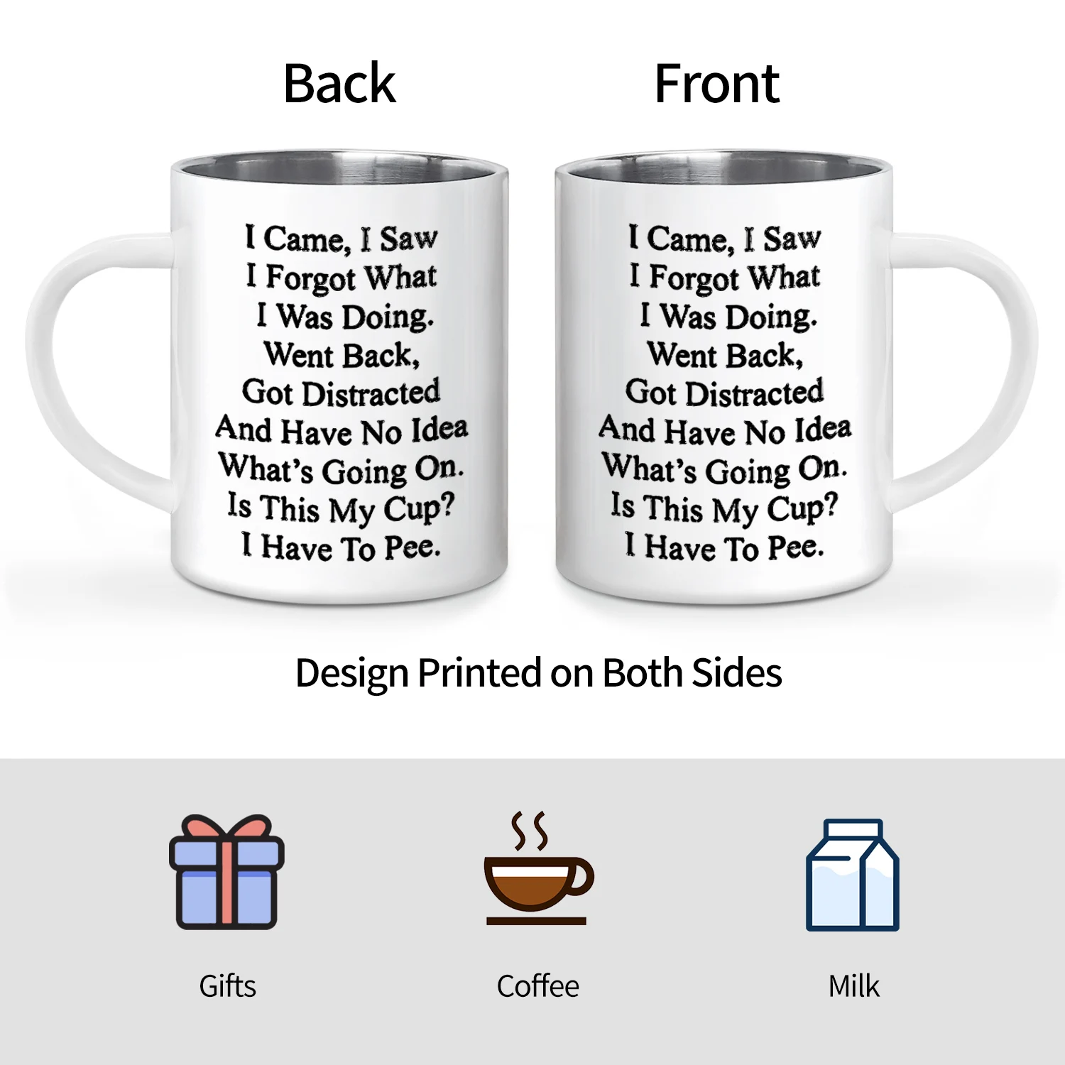 قطعة واحدة، أكواب قهوة مضحكة للتخييم كبار السن، فناجين قهوة، كوب من الفولاذ المقاوم للصدأ مع مقبض لعيد الآباء الأم، 10 أونصة #2