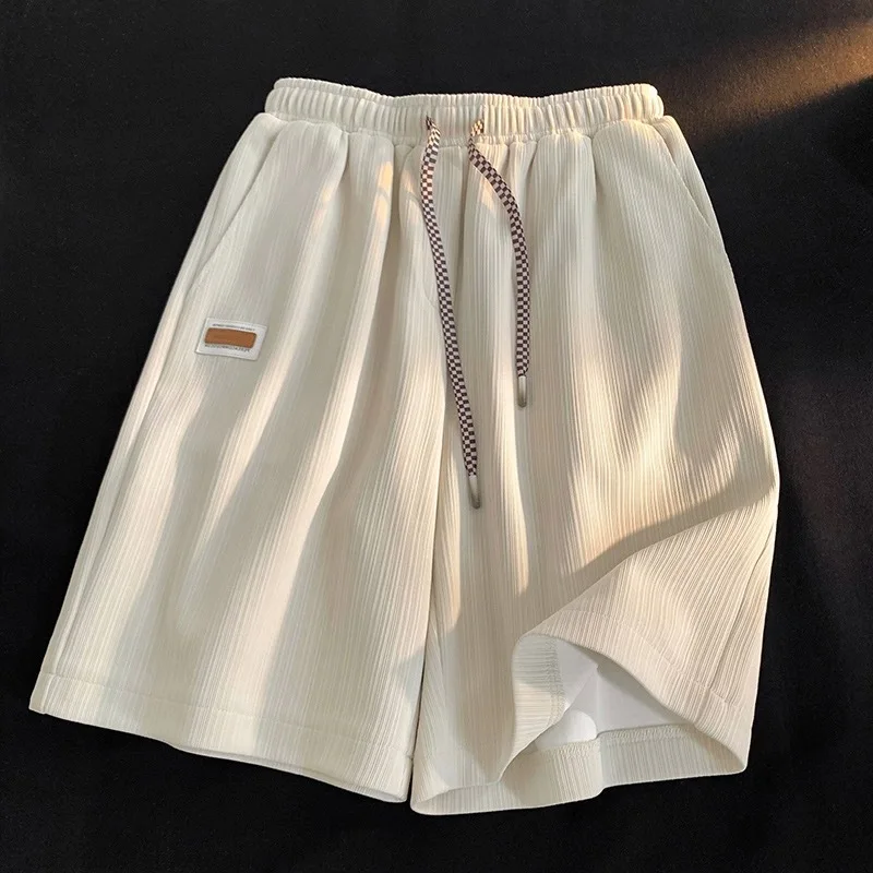 

Ice Silk Men's orts Casual Loose Beachwear Five-Quarter Length Straight Leg Polyester Fiber Youth Trend Summer 2025