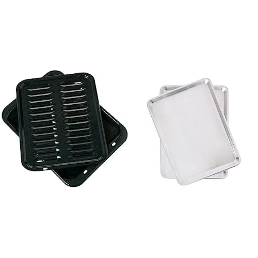 

Appliances Broiler Pan and Rack Set + Nordic Ware Natural Aluminum Commercial Baker's Half Sheet 2-Pack