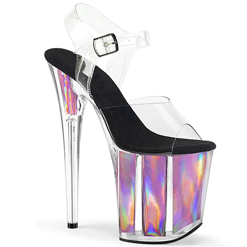 

2025 Fashion Sexy Pole dancing Summer 20cm PVC Women Sandals Thin High Heels Sandals Slip-On Size 34-46