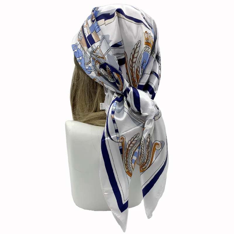 Женский шёлковый квадратный шарф, 90x90 см
