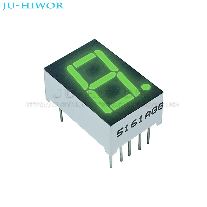 10 sztuk 0,56 cala 10 pinów 5161AGG 5161BGG 1-bitowy cyfrowy 7-segmentowy cyfrowy wyświetlacz LED Jade Green Digitron ze wspólną anodą i katodą