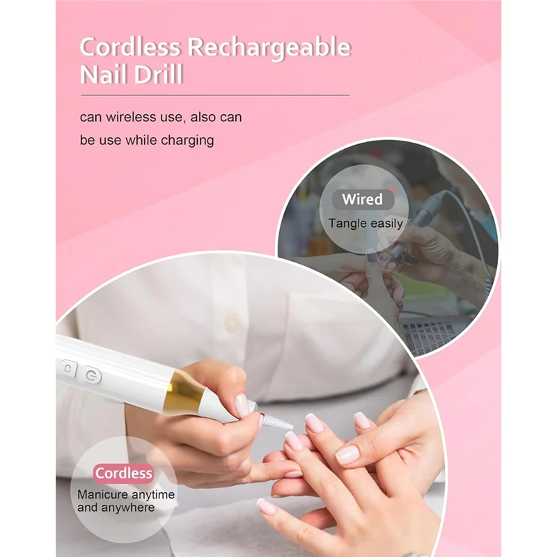 A40T Akku-elektrischer Maniküre-Schleifer, kabelloser elektrischer Nagelbohrer, elektrischer Nagelentferner