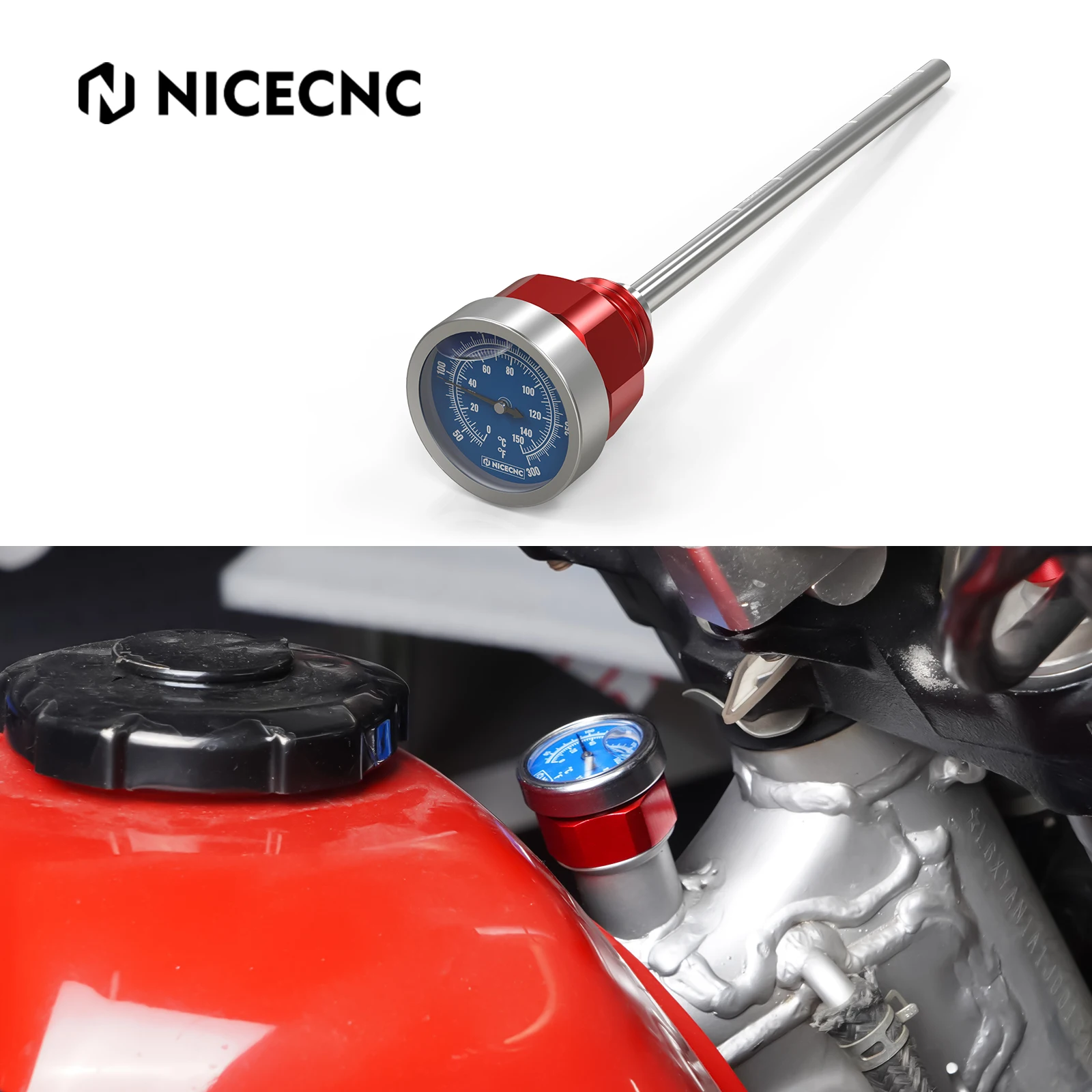 NICECNC Motocross Aluminum Oil Temperature Thermometer Guage Dipstic For Honda XR650L XR 650L 1993-2024 2023 2022 2021 2020 2019