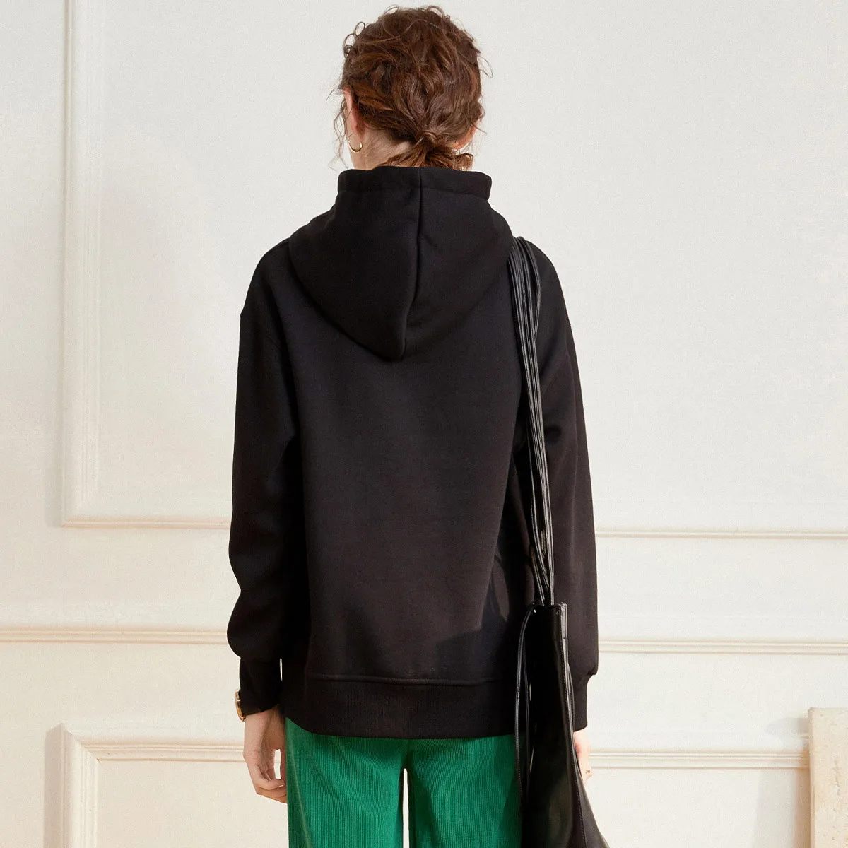 LOUIS YAO Letter  Print Women's Hoodies 2025 Autumn Winter Fleece-lined Thickened Long-sleeved Sweatshirts Casual Women's Tops