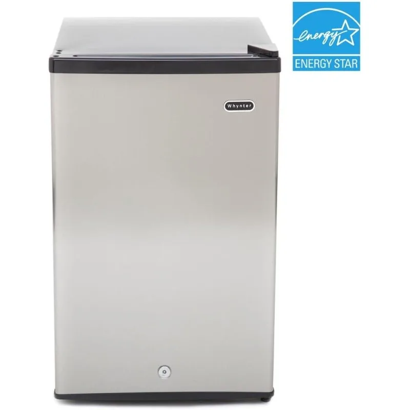 Whynter CUF-210SS Mini, 2.1 Cubic Foot Energy Star Rated Small Upright Freezer with Lock, Stainless Steel, Black