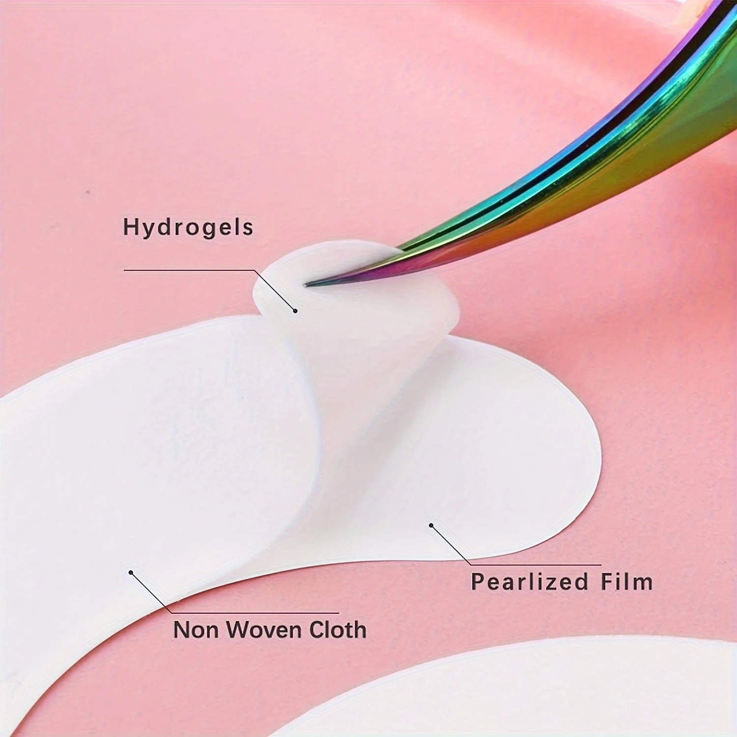 100Pcs Reusable Hydrogel Eye Patches for Eyelash Extensions Golden +Pink Lint Free Under Eye Pads Lash Grafting Beauty Tools
