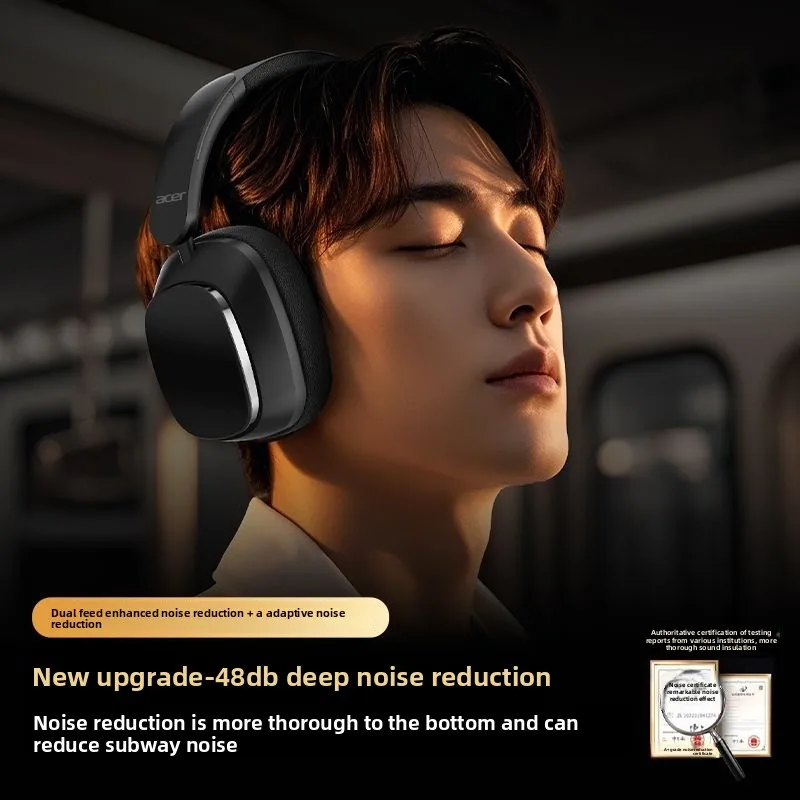 سماعات رأس بلوتوث Acer ANC سماعات صوت محيطي مع ميكروفون عالي الدقة سماعات إلغاء الضوضاء النشطة ENC-Calling 1000mAh OHR525