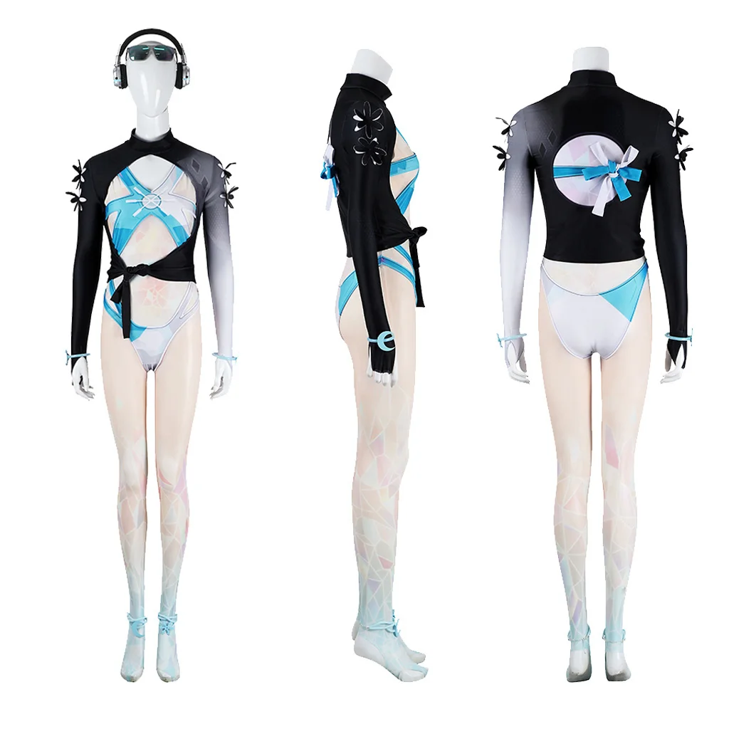 

Костюм для косплея Rivals Luna Snow, сексуальное боди с наушниками, полный комплект, женская карнавальная одежда на Хэллоуин