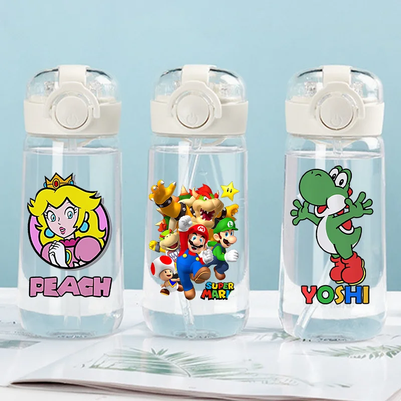 

Super Marios Fitness and Sports Drinking Cup Men Plastic Anti-drip Waters Bottles Luigi Child Students Straws Water Bottle Gifts