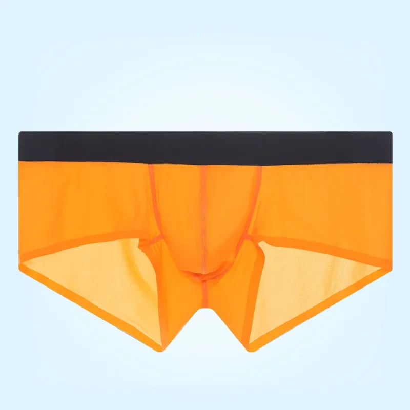 Calzoncillos con bolsa de bulto para hombre, ropa interior de seda de hielo, bragas suaves sin costuras, lencería transpirable de verano, pantalón