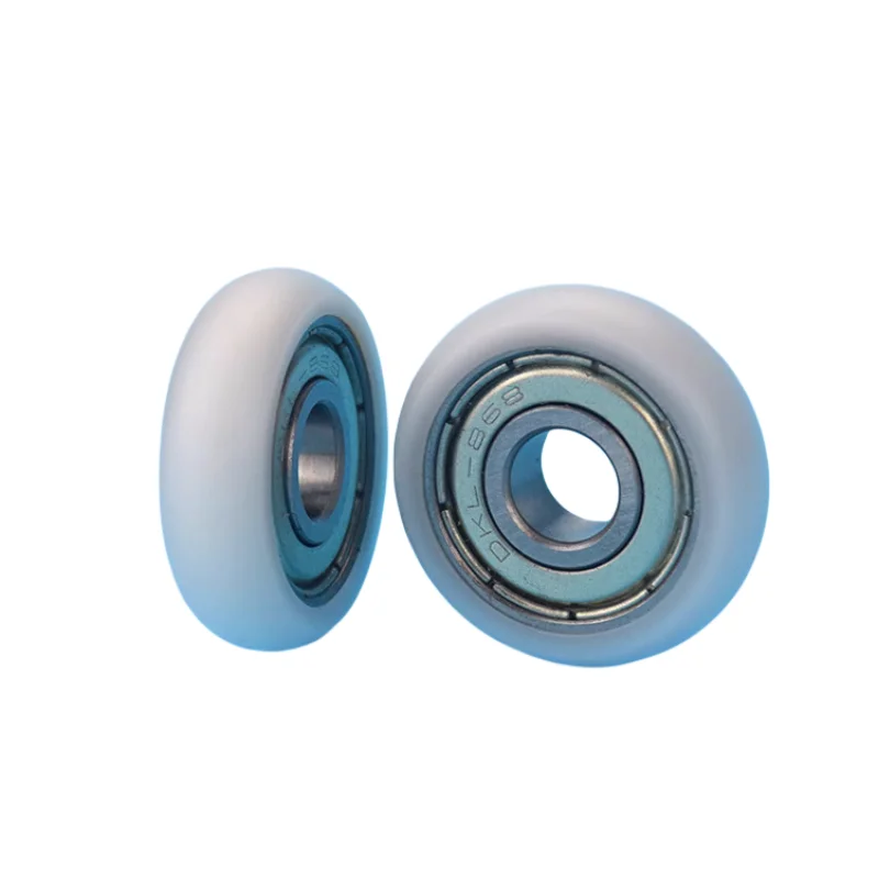 circular arc plastic coated bearing 8*27.5*8mm roller POM nylon wrapped wheel pulley bore size 8mm diameter 27.5mm