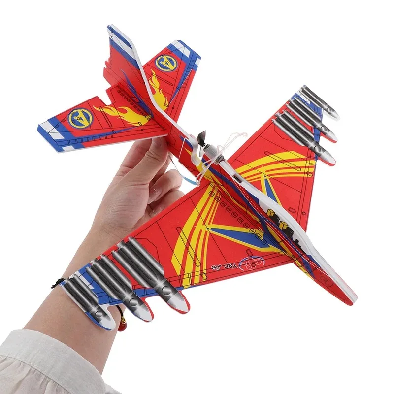 Electric Foam Glider Hand Launch Throwing Airplane with LED Light Automatic Flight Plane Model Outdoor Kids Toys Boys Gifts