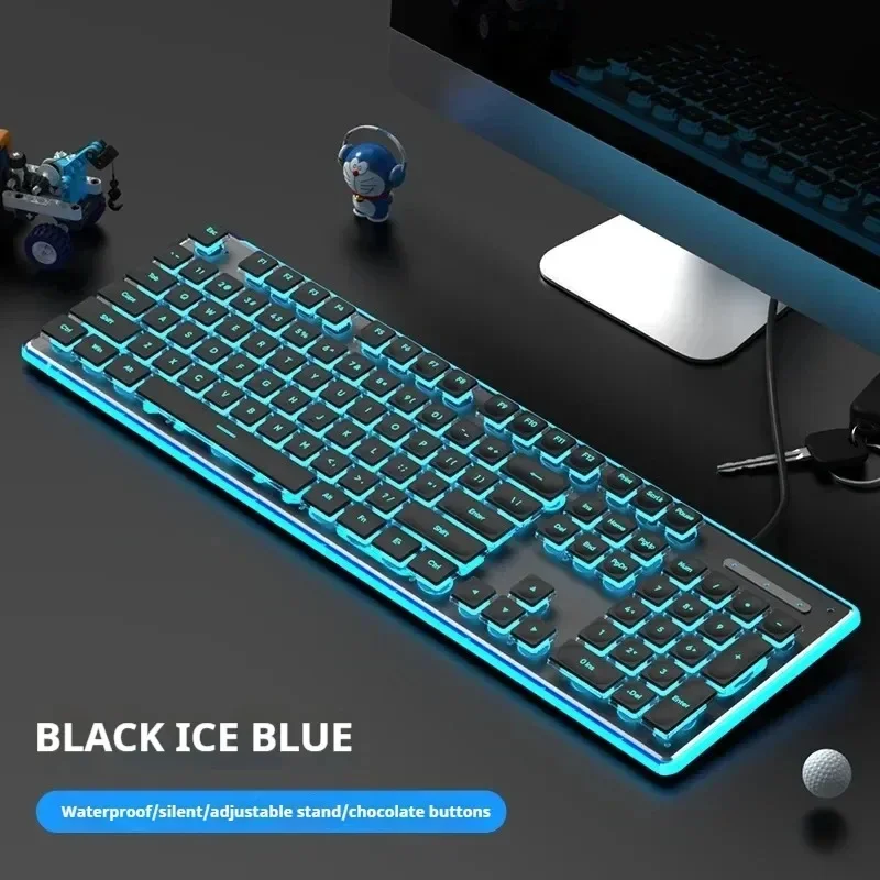 104 Key Wired Mechanical Touch Keyboard Waterproof Silent Ultra-thin Gaming Esports Office Typing Simple Fashionable Keyboard