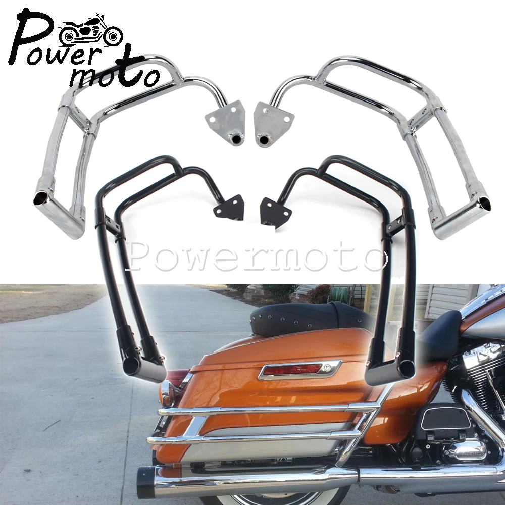 

Motorcycle Saddlebag Rail Guard Bar Bracket Protection For Harley Touring Road King Electra Glide Street Glide FLHX FLHT 2014-up