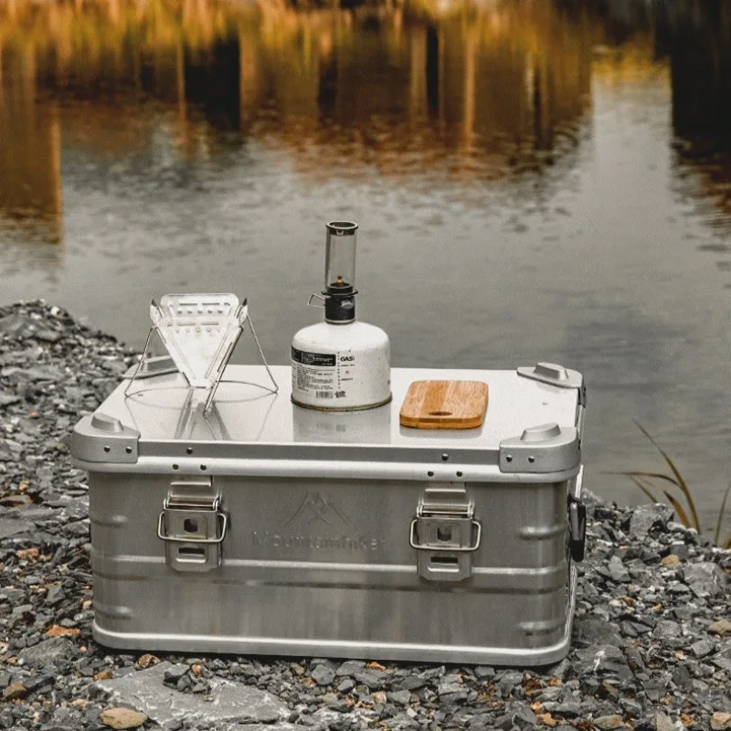 

Портативная коробка для хранения на открытом воздухе, откидная крышка из алюминиевого сплава, грязезащитная многофункциональная коробка для выживания, туристический инструмент для походов и кемпинга