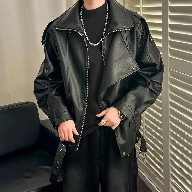 

Leather Jacket Men American Retro Niche Design Double-lapel Motorcycle Suit High-end Cool Stylish Men in Autumn and Winter Coat