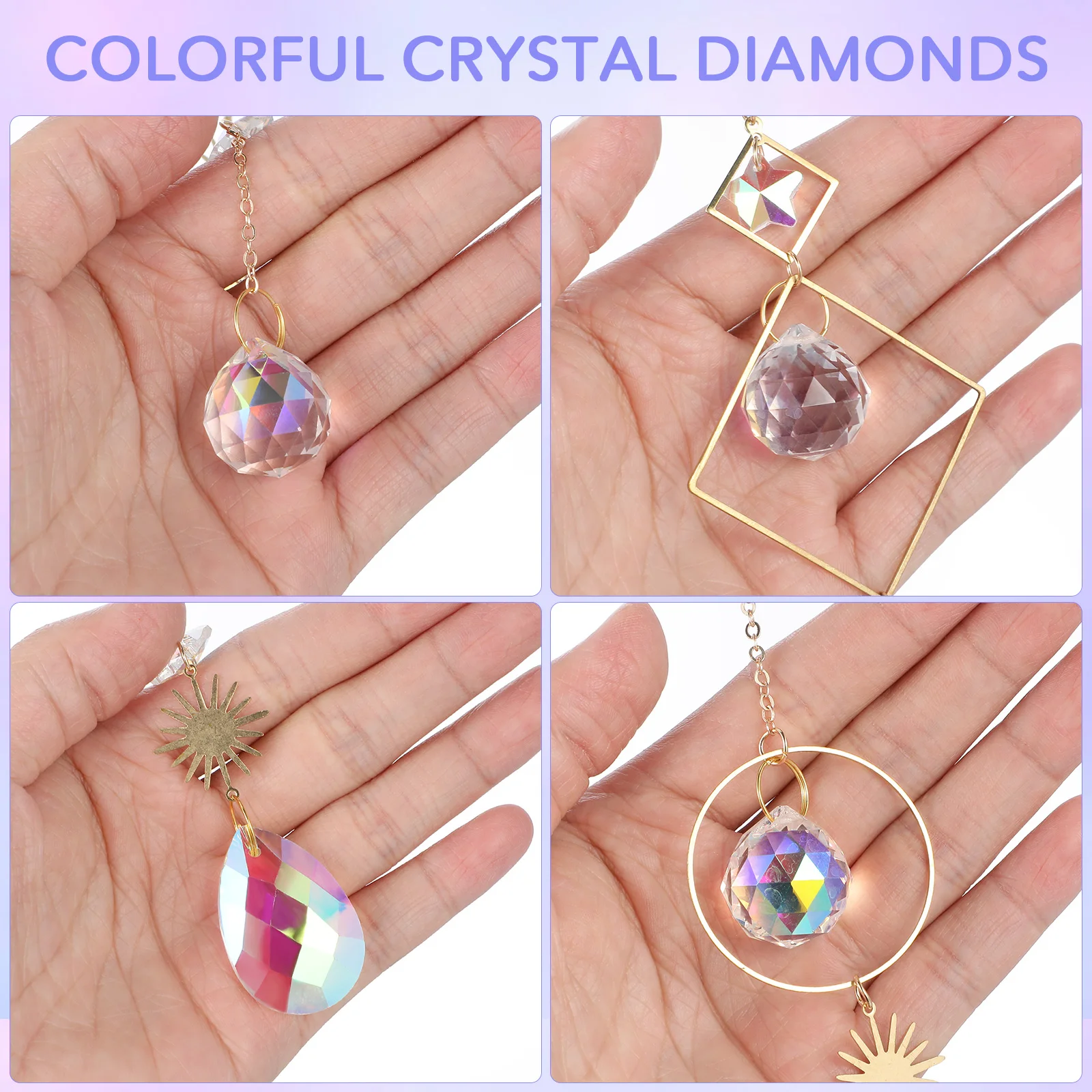 

6pcs Hanging Decor Colorful Window Crystal Suncatcher Window Decoration Hanging Crystal For Of 6 Pendant Home Garden