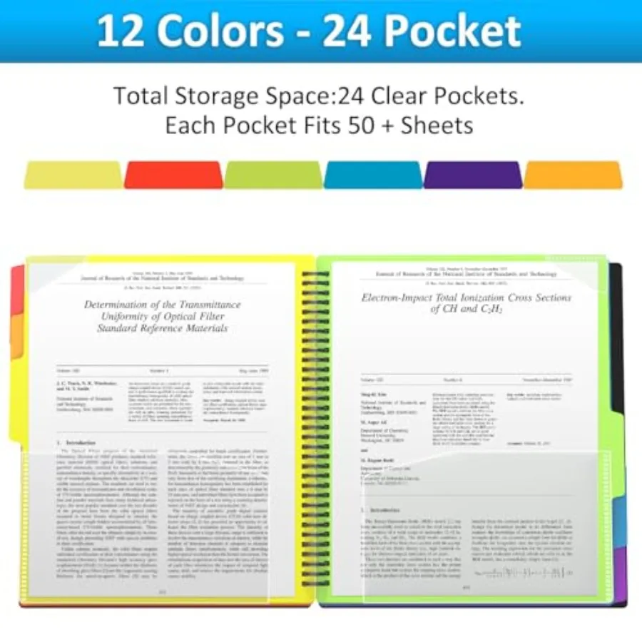 12 Pot Plastic folders with Pots 6 Colors Multi Pot Folder Binder with Dividers Office Organizer Folder Letter Size School Supp