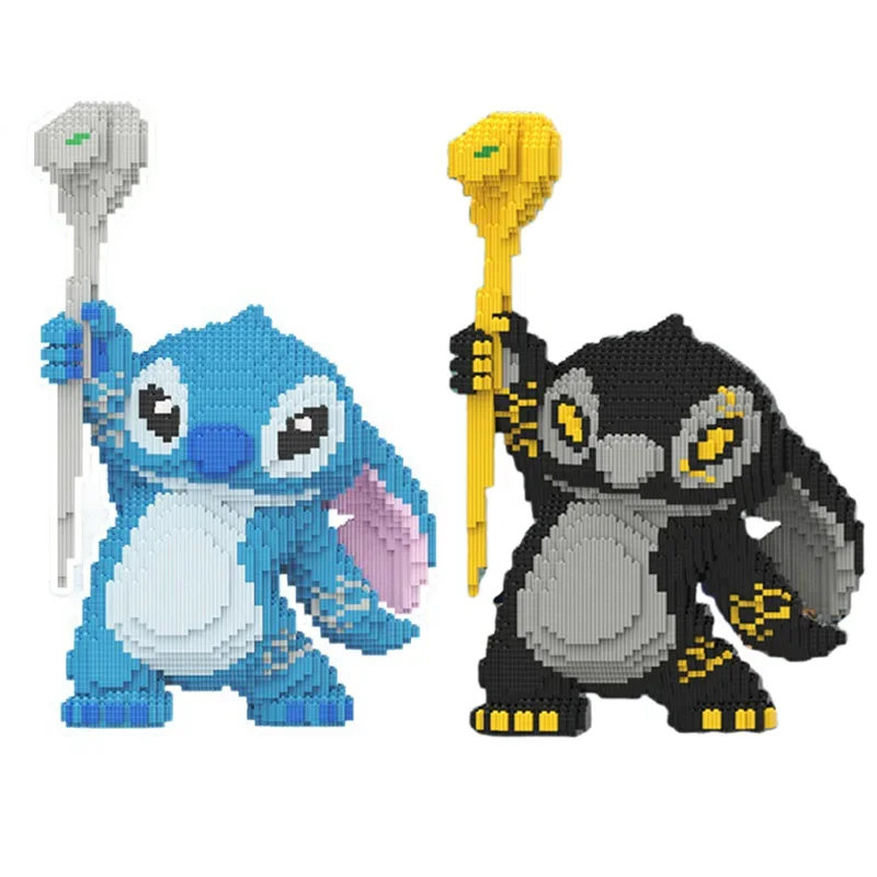 

50cm Black Stitch Connection Building Block Kawaii Lilo and Stitch Angel 3D DIY Model Figure Assembled Brick Toy for Home Decor