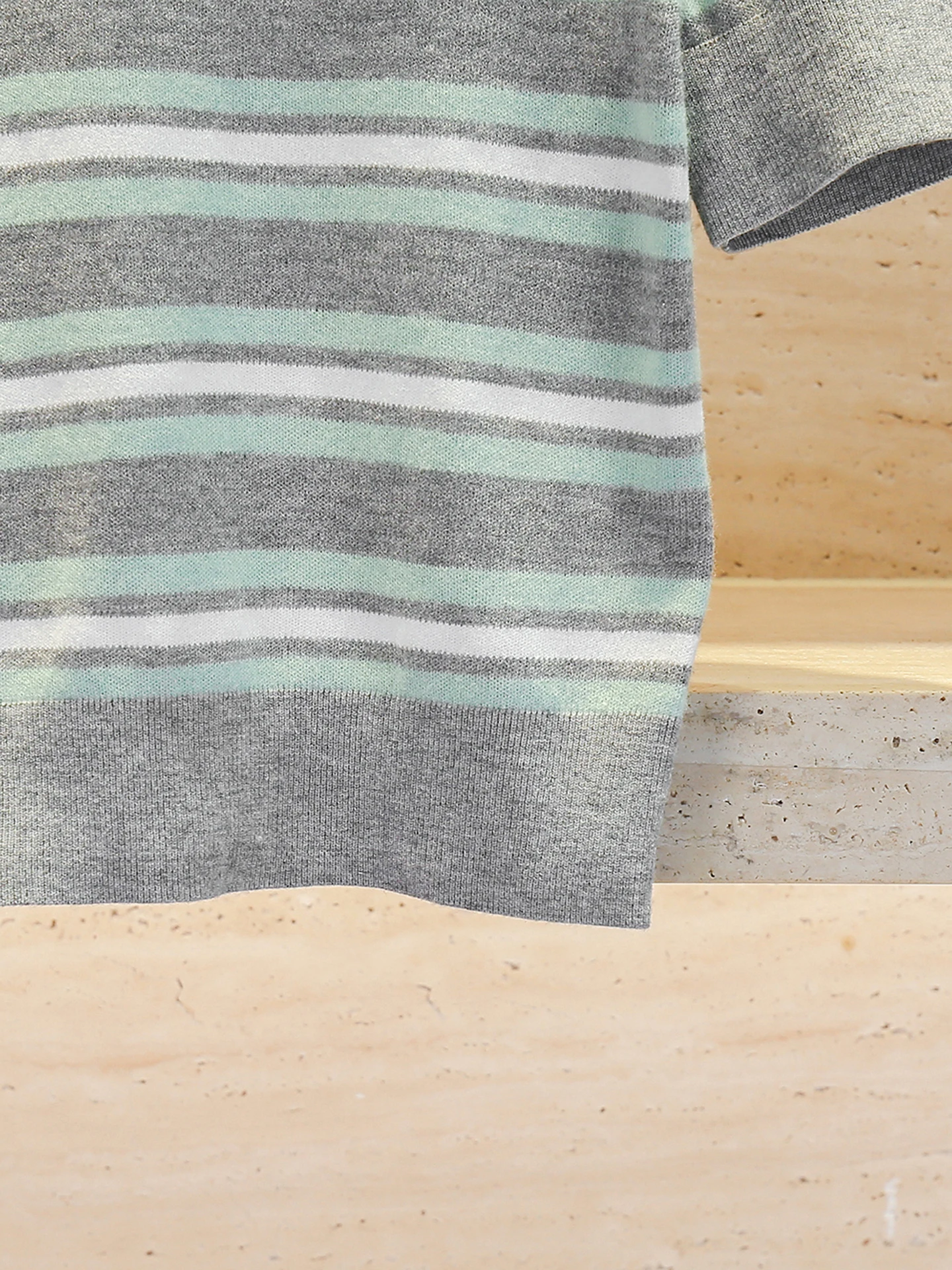 

Летний вязаный топ премиум-класса с бусинами и полосатым дизайном Diamo Simple Sle round Ne ort Sve Women's Faion