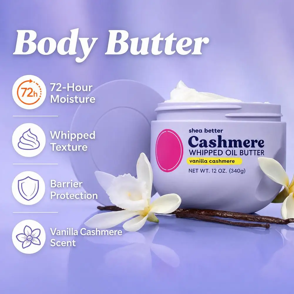 Shea Better Whipped Oil Butter 10oz Cashmere Vanilla Fragrance Rich Nourishing & Moisturizing Lock Skin Hydration For Dry Skin