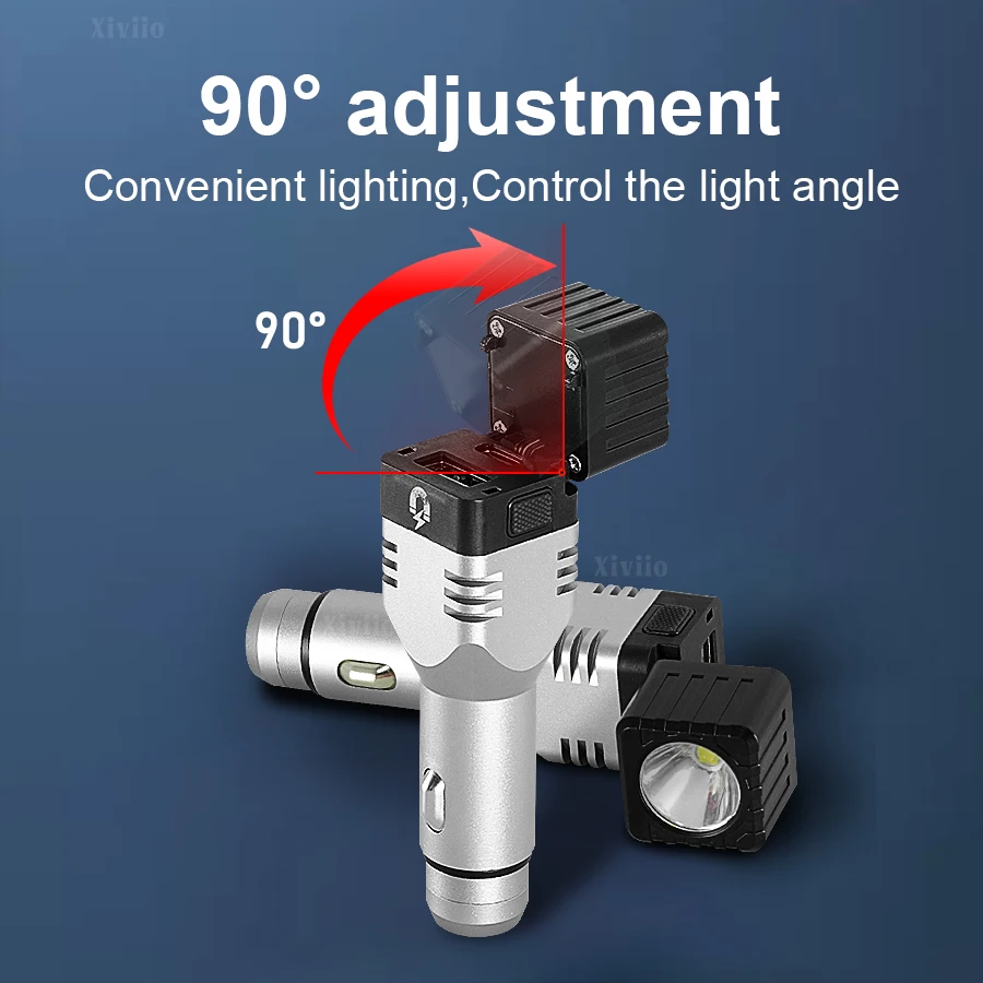 2025 Latest Multi-function Flashlight Mini LED Flashlight with COB Side Light and Rear Window Breaker Car Charging Mini Torch