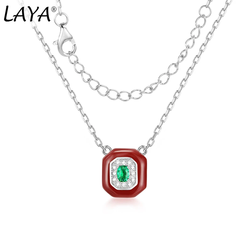 LAYA 100% 925 Sterling Silver Pendant Necklace For Women Sparkling Zircon Fashion Modern Trendy Fine Jewelry