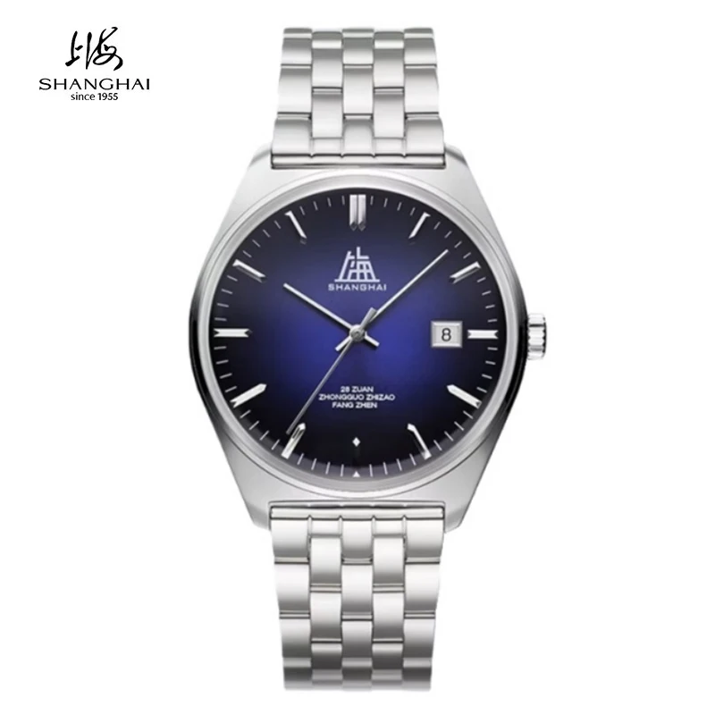 

Мужские винтажные автоматические механические наручные часы Shanghai Watch 39 мм с календарем, сапфировым стеклом, водонепроницаемостью 50 м, модель S5100