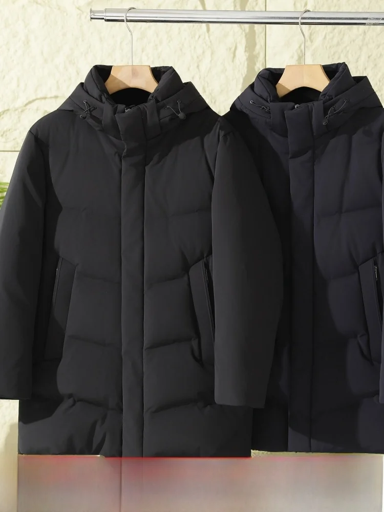 

High-End Outdoor Men's down Jacket Windproof Water-Resistant 90 Duck down Mid-Length Fashionable Urban Style Zipper Closure