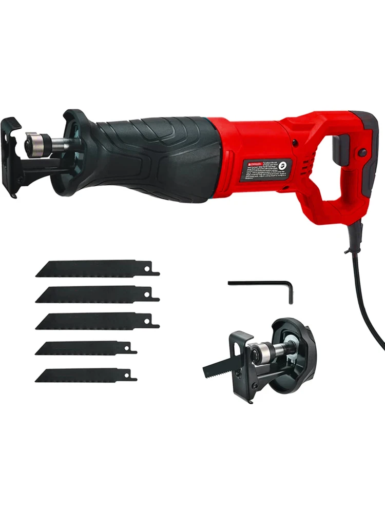 7.5A Reciprocating Saw 2800SPM No-load Speed Reciprocating Saw Corded Electric Hand Saw with 5 Blades for Cutting Wood Metal